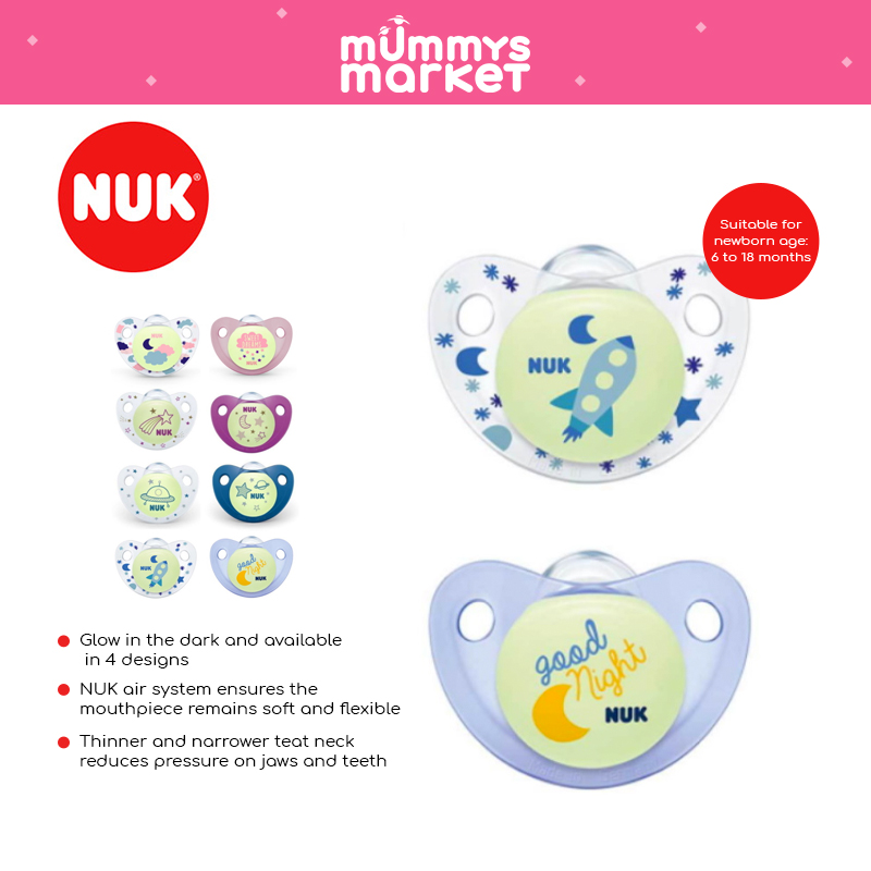 Nuk Silicone Soother S2 Night/Day, 2/box (NU40735848)